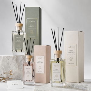 Aikun 150 Milliliter Black Square Glass Bottle Boxed Flameless 5 Stick Reed <b>Diffuser</b> for Home Fragrance Gift Retail Display - Product Image 2
