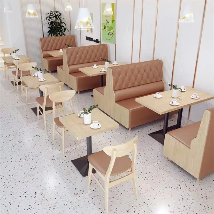 Grandi prezzi bassi di fabbrica personalizzati e all'ingrosso tavoli e sedie da ristorante fast food in legno massello