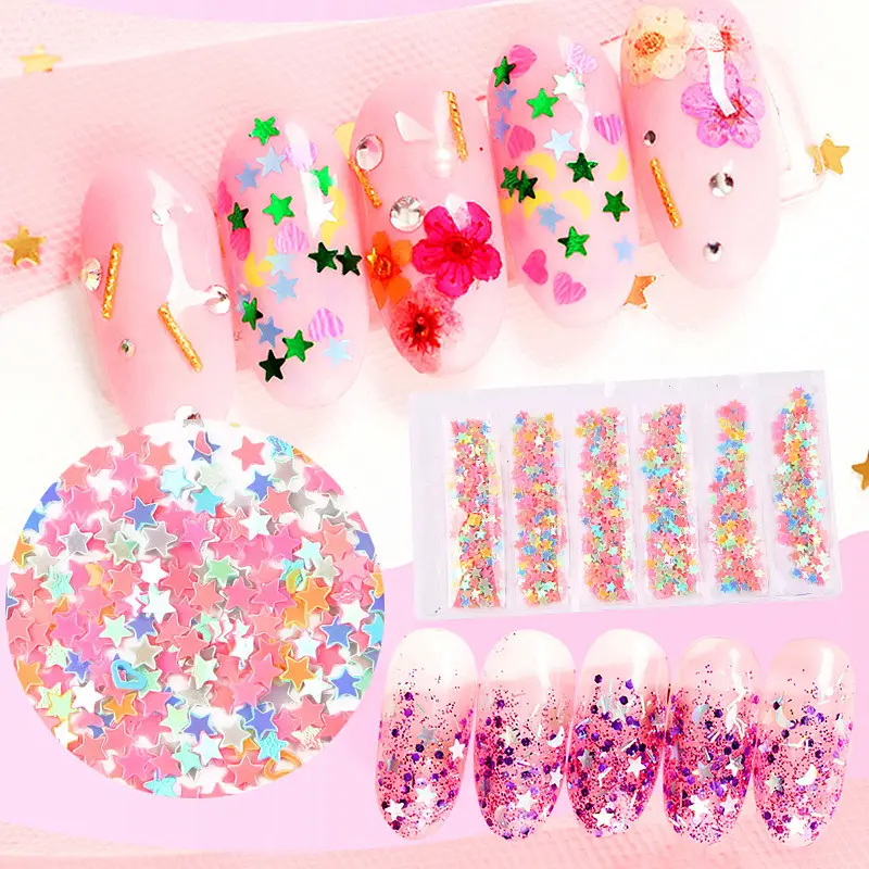 8 species Candy Colors Butterfly Heart Nail Art Plastic Paillette DIY Manicure Nail Decorations Colorful Nail Sequins Glitter