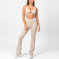 Ensemble de pantalon et haut de yoga tie-dye personnalisé avec taille élastique, tissu extensible quadridirectionnel respirant pour femmes - Commandes personnalisées en gros