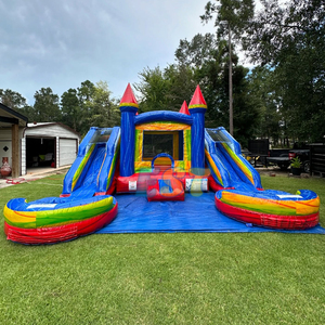 Château gonflable commercial enfants maison <span class=keywords><strong>de</strong></span> rebond Double toboggan Combo château sautant trampolines avec ventilateur pour location <span class=keywords><strong>de</strong></span> <span class=keywords><strong>fête</strong></span> - Product Image 1