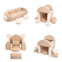 Canapé carré deux places pour enfants en tissu, rembourré en éponge, pliable, design moderne, idéal pour appartement, entrepôt, villa