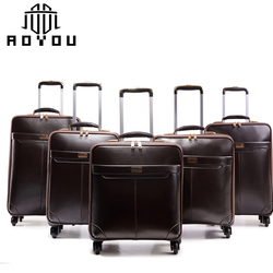 16/17/18/20/22/24 inch kinh doanh kinh điển Xe đẩy Túi hành lý bộ thời trang PU da thật hỗ trợ cặp với túi - Product Image 3