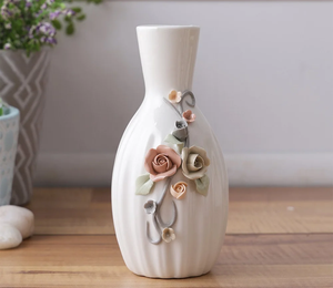 Vase à fleurs en céramique blanche, support décoratif pour fleurs, pour table, maison, bureau, salon, décoration intérieure, pots et jardinières - Product Image 1