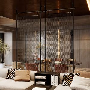 LL394 Hotel Restaurant Woven Stainless Steel Wire Mesh Partition <b>Wall</b> <b>Screen</b> Cutting Hanging Waterproof Translucent Decorative - Product Image 2