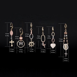 241196 bijoux de mode remplissage en or 14k trois couleurs longues boucles d'oreilles femmes religieuses boucles d'oreilles créoles - Product Image 6