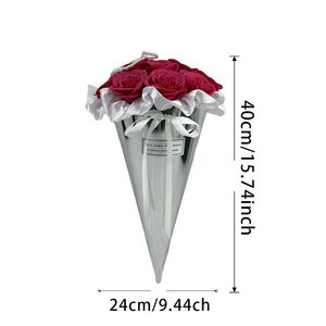 Nouveau bouquet de fleurs artificielles en forme de cornet de glace pour la Saint-Valentin 520, cadeau élégant et créatif pour les filles, meilleure amie - Product Image 5