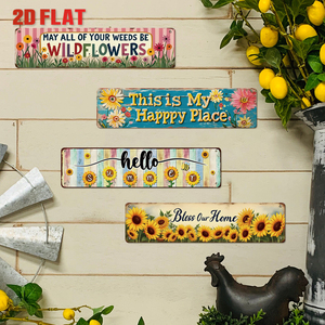 Juego de Letreros Metálicos Largos Vintage con Diseño de Girasol, Decoración Retro Floral de Bienvenida para Pared de Hogar o Porche - Product Image 3