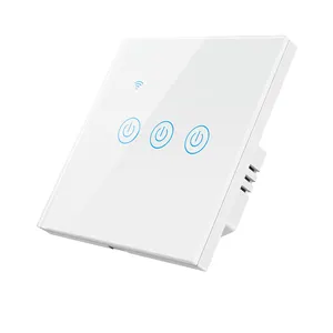 UE/Reino Unido 3 Gang Wifi controlador Interruptor táctil inteligente de pared interruptor de luz Tuya Smart Life interruptor inalámbrico