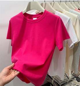 I-0670 Custom <b>Women's</b> Basic Blanks 220g <b>White</b> Luxury Cotton Summer Short Sleeve <b>T</b>-<b>Shirts</b> Baby Tees Crop Tops - Product Image 5