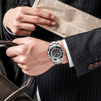 Montre-bracelet à quartz chronographe pour homme, grand cadran 43 mm, aiguilles lumineuses, aiguille des secondes en forme d'avion
