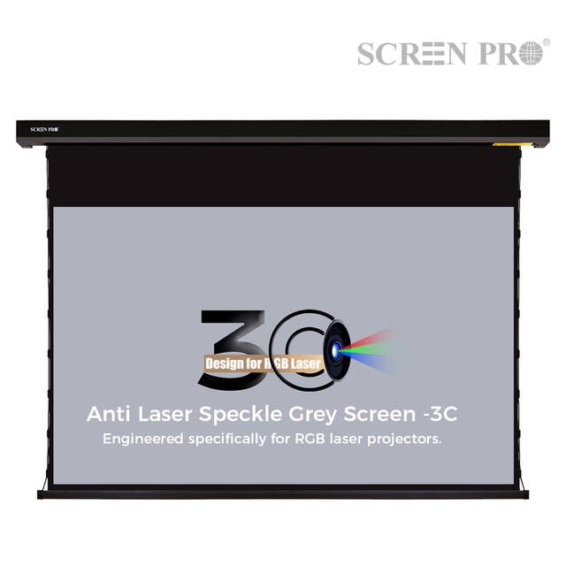 SCREEN PRO 4K Motorized Tension Projector Screen 92-180 Inch 3C Anti-Speckle Projection Screen for RGB Triple-Laser Projectors