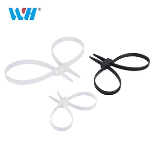 Factory Direct Durable Black White Color Nylon Double Head Loop Cable Tie Self Locking Nylon Cable ties