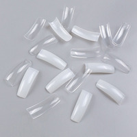 Lq76 Faux ongles longs carrés français extra longs courbés en C, demi-couverture