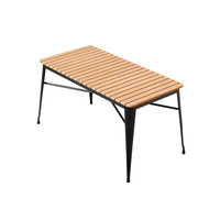 Ensemble de table et chaises de salle à manger d'extérieur moderne et portable, rectangulaire, en plastique, bois, fer forgé, imperméable, protection solaire, pour usage en cour