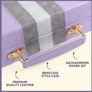 Ensemble <span class=keywords><strong>de</strong></span> jeu <span class=keywords><strong>de</strong></span> backgammon <span class=keywords><strong>de</strong></span> stratégie <span class=keywords><strong>de</strong></span> voyage portable pour adultes jeu <span class=keywords><strong>de</strong></span> société violet classique avec étui en cuir <span class=keywords><strong>de</strong></span> qualité supérieure - Product Image 2