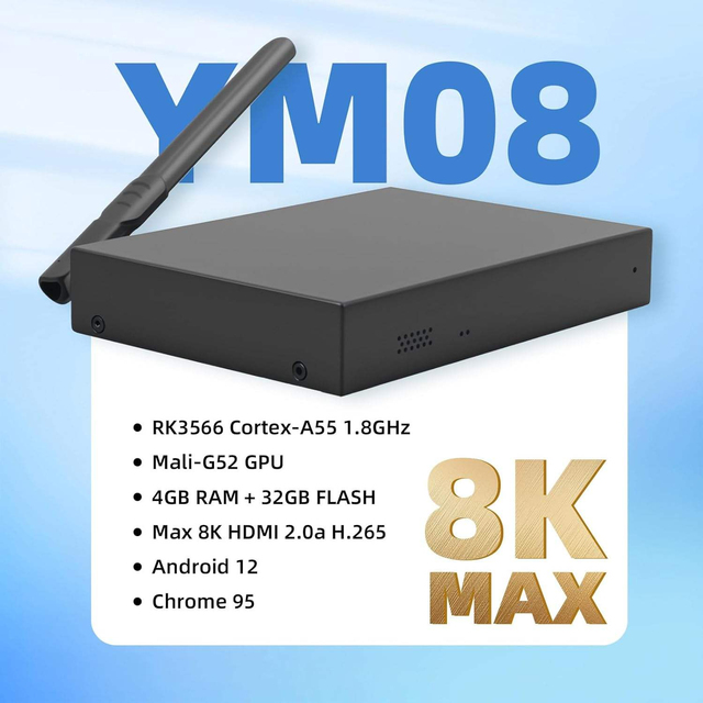 Lunzn 4+32G Android 12 CMS Metal Box Digital Signage Player 1-Year Warranty Remote Publish Advertising Media Player 4K 10.1 Inch