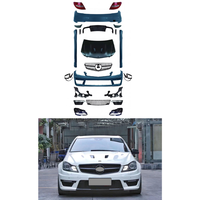 Kit carrosserie complet pour Mercedes Benz Classe C W204 2011-2014, mise à niveau C63 AMG : pare-chocs avant et arrière, capot, phares, feux arrière, rétroviseurs latéraux