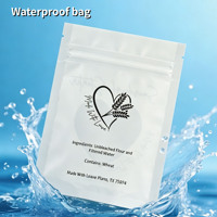 Pochette plate personnalisée imprimée avec fenêtre transparente, sac en plastique à fermeture éclair Mylar, emballage blanc à trois soudures latérales pour l'emballage alimentaire