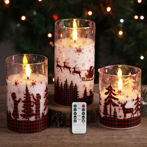 شمعة زجاجية وامضة فاخرة من ميرمي، شمعة <span class=keywords><strong>LED</strong></span> بدون لهب للديكور وعيد الميلاد - Product Image 1