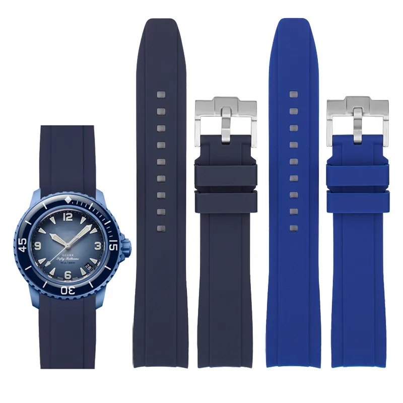 22 mm gebogenes Ende Armband De Montre Uhrenarmbänder für Swatch X Blancpain wasserdichte Silikonuhrbands für Rolex-Armband