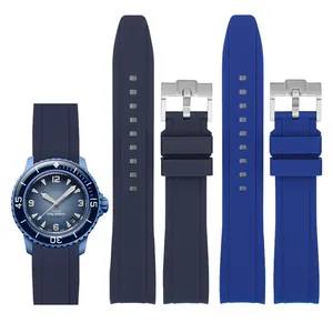 22mm Curved End Bracelet De Montre Watch Straps For Swatch X Blancpain Waterproof Silicone Watch Bands For Rolex Wristband