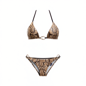 Set Bikini HDJ con Stampa Serpente, Top Halter e Slip a Perizoma, Taglie 46 48 50 52, Costume da Bagno Donna - Product Image 1