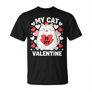 Camiseta para mujer con diseño de mi gato como mi San Valentín, gato abrazando un corazón, para amantes de los gatitos - Product Image 2