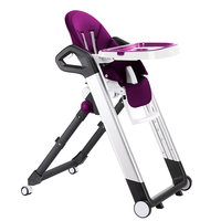 Chaise haute pour bébé pliable en aluminium de luxe, nouvelle conception 2022, avec roulettes, meubles pour bébé