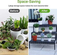 Échelle à fleurs rectangulaire Pots à fleurs Présentoir pour plantes d'intérieur d'extérieur Support pour plantes en métal à 3 niveaux