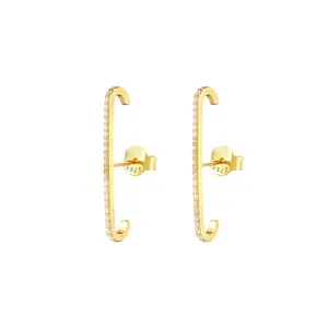 Stylish S925 Sterling Silver Earrings with Diamonds, Charming Ear Studs for Women