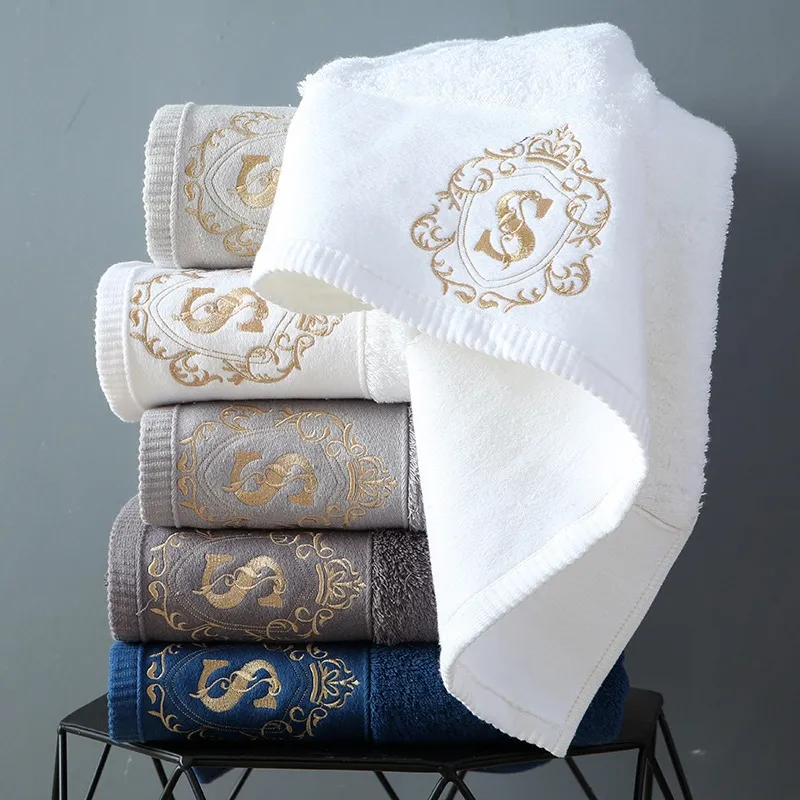 Luxury White Custom Logo Absorbent Towels Cotton Face Hand Bath Towel Set