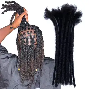 Groothandel 100% Handgemaakte Afro Kinky Menselijk Haar Dreadlock Extension Loc Extension Menselijk Haar Gehaakte Dreadlock