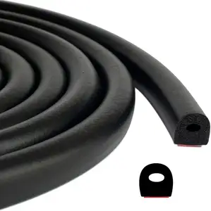 L rubber strip D Shape EPDM Foam Rubber Seal with Tape, Self-Adhesive Rubber Weather Stripping for Boat Auto RV Marine