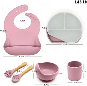 Vente en gros <span class=keywords><strong>Ensemble</strong></span> de <span class=keywords><strong>repas</strong></span> pour bébé en silicone de qualité alimentaire Bavoirs pour bébé antidérapants Facile à nettoyer <span class=keywords><strong>Ensemble</strong></span> de bols et cuillères en silicone pour nourrisson - Product Image 5