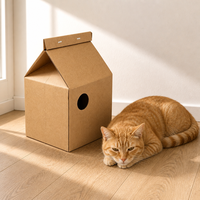 KYOSEI Maison-griffoir pour chat en papier ondulé de liège écologique, pliable, design moderne et minimaliste, durable et léger, jouet pour
