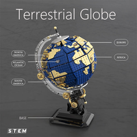 Ensemble de blocs de construction 1455 briques, bricolage pour enfants, STEM, science, exploration du globe terrestre 360° °   Kit de modèle de globe terrestre rotatif