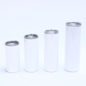 White 20oz Sublimation Skinny Tumbler Stainless Steel Straight Blank with Lid Straw for <b>Hot</b> Cold <b>Drinks</b> - Product Image 6