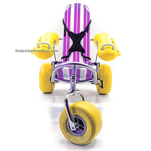 Silla de ruedas de playa flotante de agua, globo de 16 ", neumáticos de globo de 12" para arena suave, desmonta fácilmente el respaldo ajustable- - Product Image 3