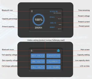 Licitti Angelmsh Caravan Monitor de batería Bluetooths Marine Baterry System Dc Pantalla táctil Batterie Display 500Amp Smart Shunt