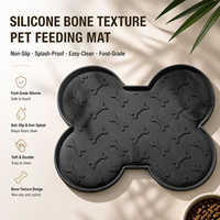 Tapis de table pour animaux de compagnie en silicone texturé en forme d'os, qualité alimentaire, avec rebord surélevé, anti-fuite, imperméable, 305 x 380 mm