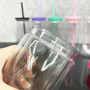 16oz Inner 20oz Outer Snow Globe Plastic Can with Pre-drilled Hole and Silicone Plug <b>clear</b> for UV DTF Wraps - Product Image 3