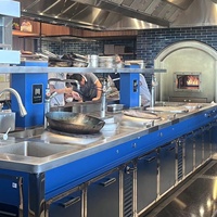 Cuisine îlot sur mesure avec armoire vapeur, gril et friteuse pour les services de restauration des salons VIP des aéroports