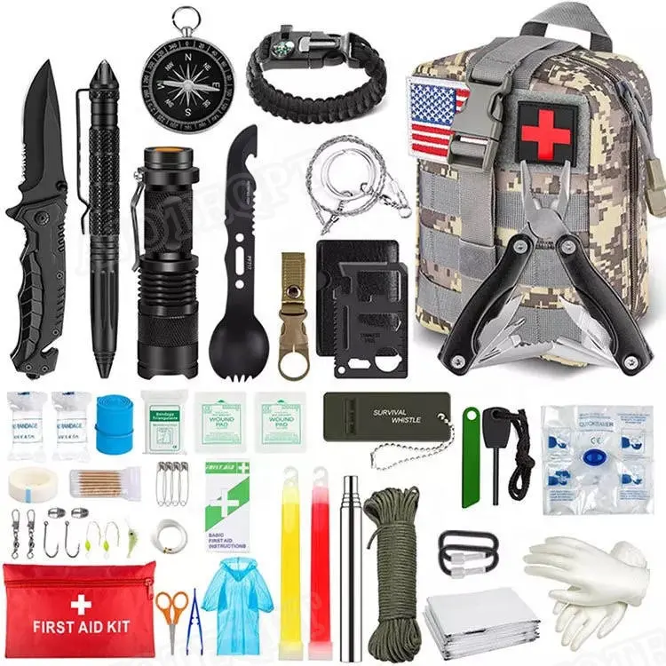 AJOTEQPT Professional Survival Gear Equipment Tools SOS Emergency Survival First Aid kit for Hiking Disaster