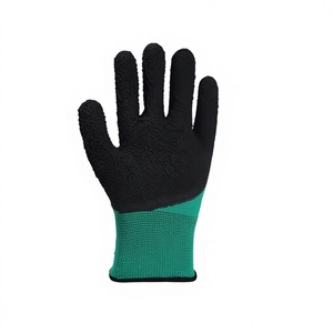Gants de protection en <span class=keywords><strong>latex</strong></span> pour le travail, tissu vert, revêtement en mousse noire, entièrement en nylon, respirants, résistants à l'usure, antidérapants, pour chantier - Product Image 1
