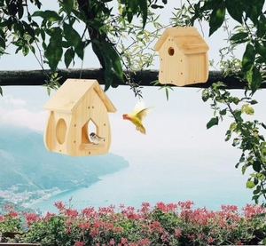 Nhà ở gia cầm bằng gỗ ngoài trời thân thiện với môi trường và Bộ thức ăn cho chim treo Thức ăn cho vườn chim sơn để nhìn rõ hơn - Product Image 3