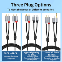 Vente directe d'usine, câble audio USB C 3,5 mm vers 2 RCA, noyau en cuivre, câble audio personnalisé plaqué or, double blindage, pour ordinateur
