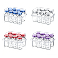 Flacons en verre transparent de 3 ml avec bouchons à clapet ; Destinés à une utilisation en laboratoire ou en recherche ; La couleur du bouchon est aléatoire.
