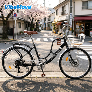 Vélos <span class=keywords><strong>de</strong></span> <span class=keywords><strong>ville</strong></span> pour femmes, 24/26 pouces, cadre en acier carbone, vélos à vitesses variables pour usage urbain, <span class=keywords><strong>vélo</strong></span> urbain avec panier porte-café - Product Image 4
