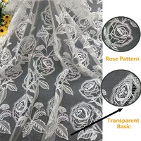 Nouveautés 2025 Tissu en Chiffon à Motif de Rose Brodé et Dentelle Ajourée pour Robe Décontractée